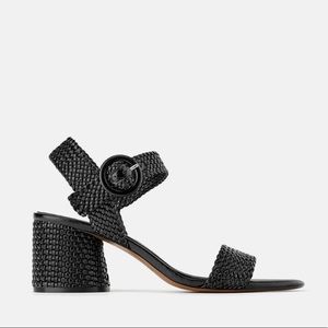 Wide Heeled Woven Sandals